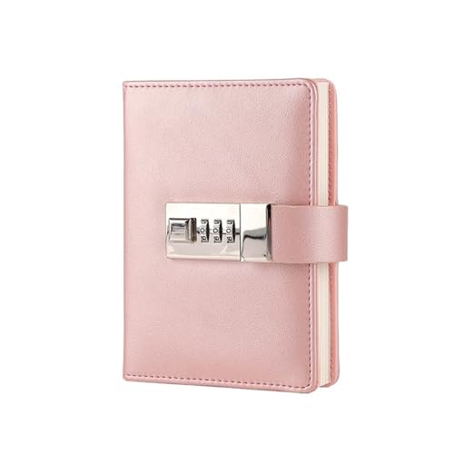Code Tagebuch Buch mit Schloss PU Notizblock Agenda Planer Handgemachte Handaccount Journal Reise Notebook Verschließbares Tagebuch(Pink) von NJIEzhao