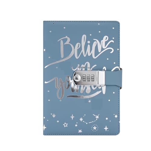 Leder Journal Notebook A5 mit Kombination Schloss Reise Sailor Schreiben Tagebuch Persönliche Planer Agenda Notizblock Verschließbares Tagebuch(Blue) von NJIEzhao