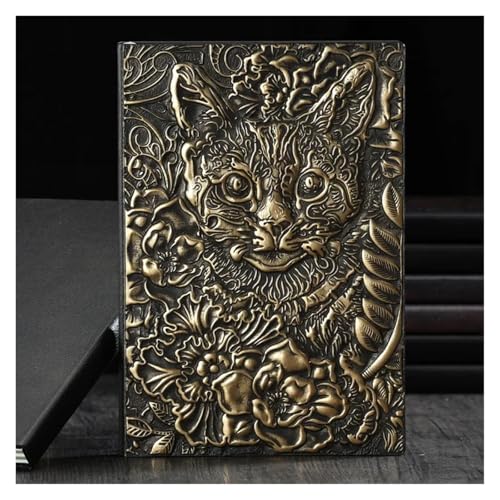 NJIEzhao 3D Dreidimensionales Drachen-A5-Notizbuch, Retro, verdicktes Pu-geprägtes Notizblock-Tagebuch, Bürobedarf Verschließbares Tagebuch(Antique Brass D) von NJIEzhao