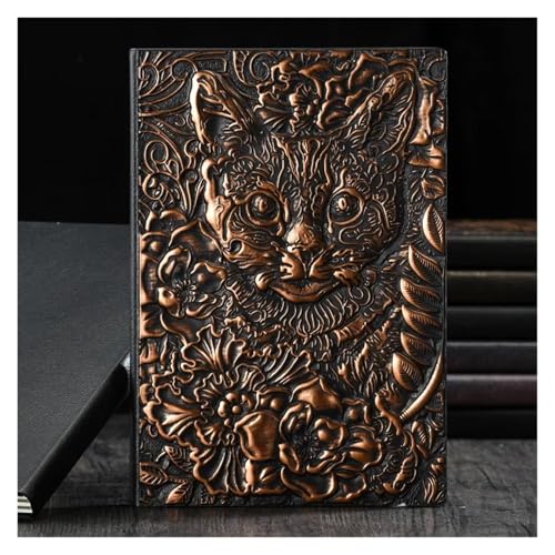 NJIEzhao 3D Dreidimensionales Drachen-A5-Notizbuch, Retro, verdicktes Pu-geprägtes Notizblock-Tagebuch, Bürobedarf Verschließbares Tagebuch(Red bronze D) von NJIEzhao