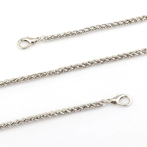 NJIEzhao Taschenkette Gold/Silber/Schwarz 5mm dünne Kette Taschenkette Hardware Handtaschenzubehör Metalllegierung Taschenkettenriemen Taschenzubehör(L03-Bright Silver,100CM) von NJIEzhao