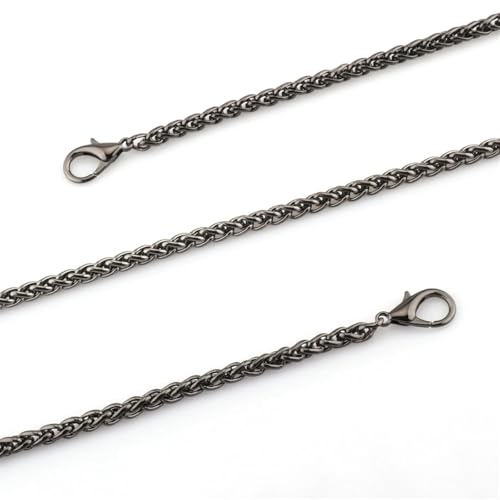 NJIEzhao Taschenkette Gold/Silber/Schwarz 5mm dünne Kette Taschenkette Hardware Handtaschenzubehör Metalllegierung Taschenkettenriemen Taschenzubehör(L03-Gun Black,100CM) von NJIEzhao