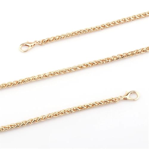 NJIEzhao Taschenkette Gold/Silber/Schwarz 5mm dünne Kette Taschenkette Hardware Handtaschenzubehör Metalllegierung Taschenkettenriemen Taschenzubehör(L03-Light Gold,100CM) von NJIEzhao