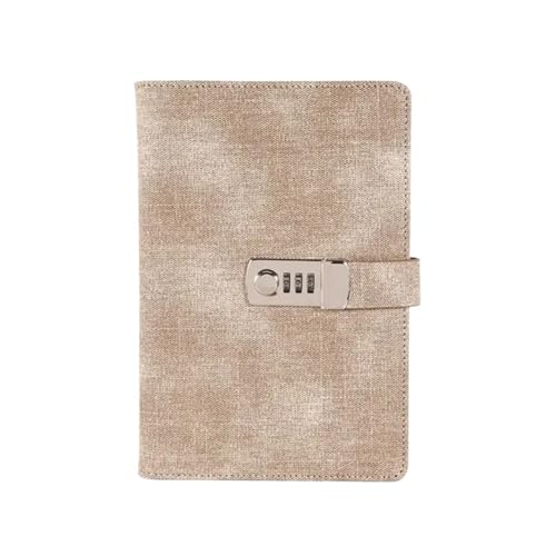 Passwortbuch, verdickter Notizblock for Frauen, Retro-Leinwand mit Schloss, A5, kreatives Tagebuch, Schreibwaren, Handbuch, Notizbuch Verschließbares Tagebuch(Khaki) von NJIEzhao