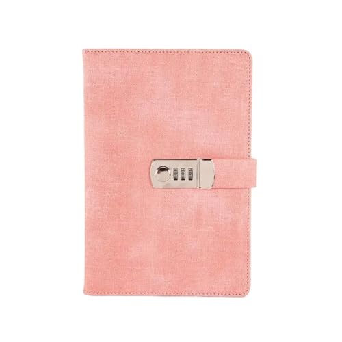 Passwortbuch, verdickter Notizblock for Frauen, Retro-Leinwand mit Schloss, A5, kreatives Tagebuch, Schreibwaren, Handbuch, Notizbuch Verschließbares Tagebuch(Pink) von NJIEzhao