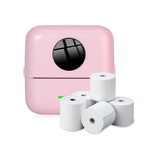 NK Tragbarer Fotodrucker mit 5 Thermopapierrollen – Mini kabelloser mobiler Thermodrucker, USB-Kabel, kompatibel mit iOS und Android, Pink NK Tragbarer Fotodrucker mit 5 Thermopapierrollen – Mini kabelloser mobiler Thermodrucker, USB-Kabel, kompatibel mit iOS und Android, Pink von NK