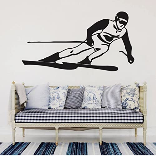 DIY wall sticker Skifahren Skiraum Dekoration Wohnkultur Teens Schlafzimmer Glaskunstwandbild 79x42cm Wandtattoos Aufkleber Home Interior Kleinkinderzimmer von NKLDBGH