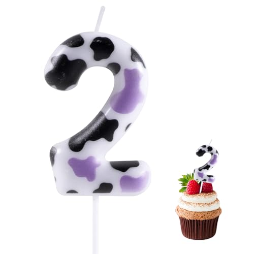 Kerze zum 1. Geburtstag, Motiv: rosa Kuh, Bauernhofkuh Nummer 1, Kuchenkerze, Geburtstagskuchenaufsatz für Kuh, 1. Geburtstag, Party-Dekorationen (2. Geburtstag) von NKM