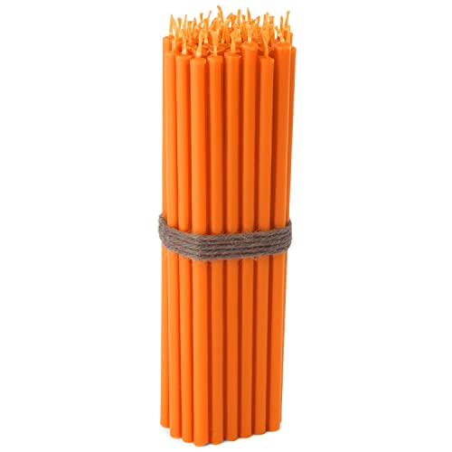 NKlaus - 50x Stabkerzen orange Tropffrei Rußfrei dünn L 16cm Premium Paraffinwachs 36109 von NKlaus