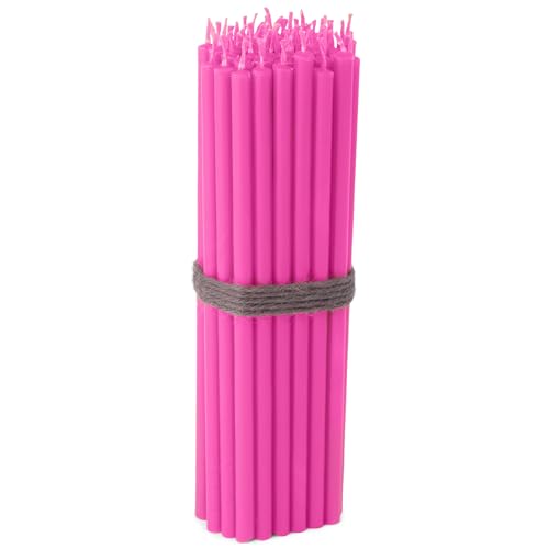 NKlaus - 50x Stabkerzen rosa Rußfrei Tropffrei dünn L 16cm Premium Paraffinwachs 36120 von NKlaus