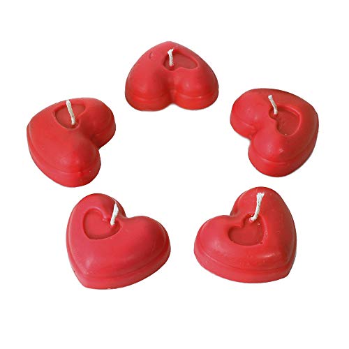 NKlaus 5x Romatische Herz Kerzen aus Bienenwachs Valentinstag Liebe Hochzeit rot 36369 von NKlaus