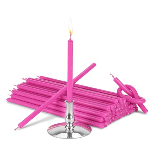 NKlaus - Kerzenhalter mit 200g Stabkerzen rosa Tropf- Rußfrei L 16cm Paraffinwachs 40024 von NKlaus