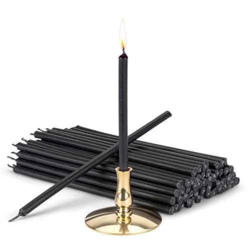 NKlaus - Kerzenhalter mit Altarkerzen schwarz Tropffrei L 15cm Ritual Paraffinwachs 40009 von NKlaus