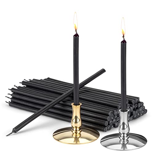 NKlaus - Set 2x Kerzenhalter mit Altarkerzen schwarz Tropffrei L 15cm Paraffinwachs 40035 von NKlaus