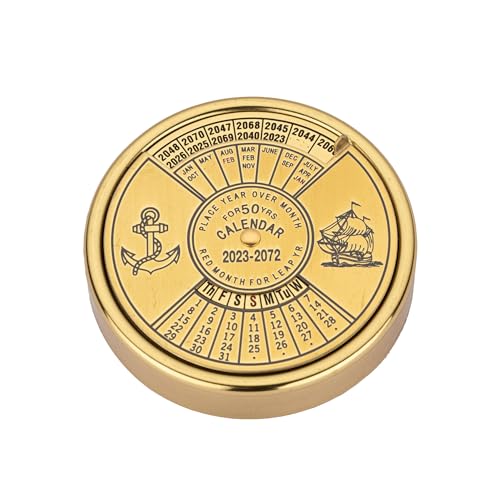 NKlaus Vintage Dauerkalender aus Messing, 5,5cm – Maritime Tischdekoration, Nautischer Stil 15923 NKlaus Vintage Dauerkalender aus Messing, 5,5cm – Maritime Tischdekoration, Nautischer Stil 15923 von NKlaus