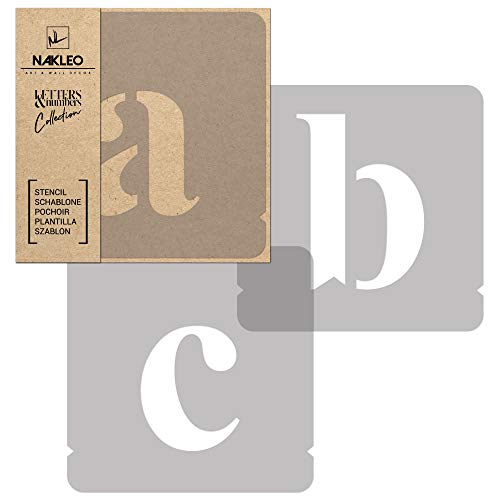 Buchstaben & Zahlen Wiederverwendbare Kunststoff Schablone // 100 mm // Modern Sans Großbuchstaben // 42 Blätter Vollständiges Alphabet Schriftschablonen von NL NAKLEO Art & Wall Decor