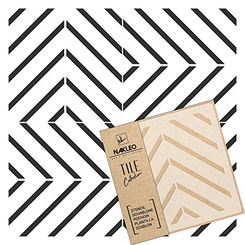 NAKLEO Fliesen Schablone zum Malen 20x20 cm, Carvide Geometrisches Labyrinth Linien Modern, Kunststoff Wiederverwendbare Bodenschablone DIY, Holz Möbel Wand Dekoration - Terrakotta von Nakleo