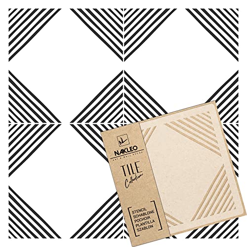 NAKLEO Fliesen Schablone zum Malen 20x20 cm, Maior Geometrisch Handgemaltes Quadrat Modern, Kunststoff Wiederverwendbare Bodenschablone DIY, Holz Möbel Wand Dekoration - Terrakotta von Nakleo
