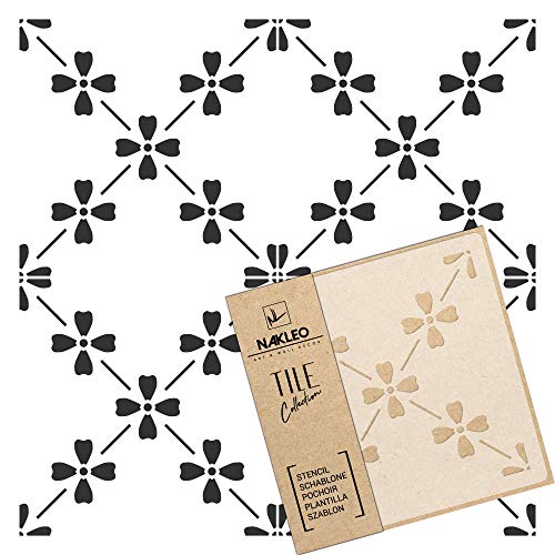 NAKLEO Fliesen Schablone zum Malen 10x10 cm, Campelo Spanische Maurische Blume Marokkanisch, Kunststoff Wiederverwendbare Bodenschablone DIY, Holz Möbel Wand Dekoration - Terrakotta von Nakleo