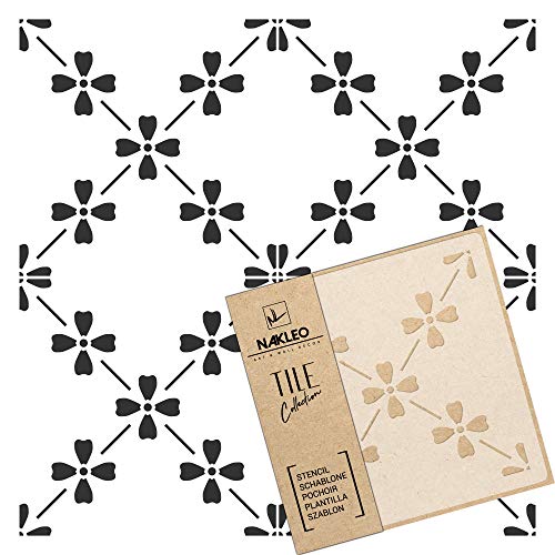 NAKLEO Campelo Fliese Wiederverwendbare Kunststoff Schablone - Spanisch Blumen Blume - Marokkanisch Geometrisch - Pflasterstein Betonboden Wandmalerei Vorlage Holz (10x10cm) von Nakleo