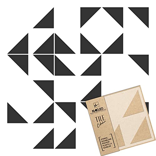 NAKLEO Gouveia Fliese Wiederverwendbare Kunststoff Schablone - 30x30cm - Platz Abbildung Dreieck - Marokkanisch Geometrisch - Pflasterstein Betonboden Wandmalerei Vorlage Holz von Nakleo