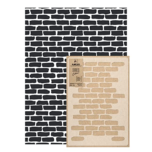 NAKLEO Wandschablone Groß Muster, Malschablone 59x95cm Ziegelwand Nachahmung Wiederverwendbare Kunststoff, Geometrische Tapete Wandgestaltung, DIY Craft, Holz Möbel Boden Stoff von Nakleo