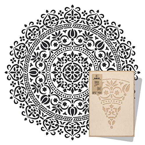 NAKLEO Mandala Große Malschablonen Durchmesser 227 cm - XXL, Orientalischer Kreis Geometrisches Ornament, Wiederverwendbare Kunststoff Wandschablone DIY Handwerk, Holz Möbel Boden Stoff von Nakleo