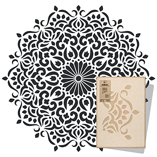 NAKLEO Mandala Große Malschablonen Durchmesser 240 cm - XXL, Orientalischer Kreis Geometrisches Ornament, Wiederverwendbare Kunststoff Wandschablone DIY Handwerk, Holz Möbel Boden Stoff von Nakleo