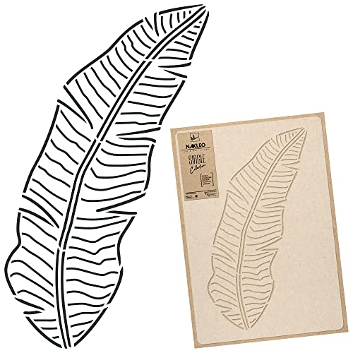 NAKLEO Große Malschablonen 43x64 cm, Bananenblatt Art Deco Umriss Muster, Wiederverwendbare Kunststoff Wandschablone DIY Handwerk, Holz Möbel Boden Stoff von Nakleo