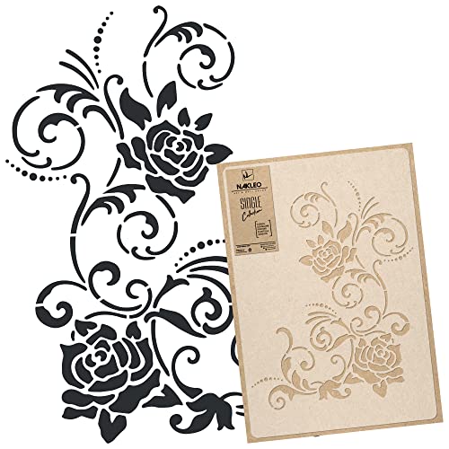 NAKLEO Blumen Große Malschablonen 43x64 cm, Blume Blumen Pflanze Muster, Wiederverwendbare Kunststoff Wandschablone, Dekoration DIY Handwerk, Holz Wand Stoff Stein von Nakleo