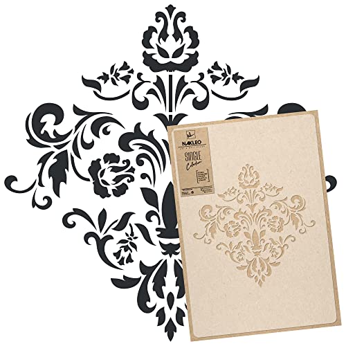 NAKLEO Große Malschablonen 43x64 cm, Damast Ornament Orient Muster, Wiederverwendbare Kunststoff Wandschablone, Dekoration DIY Handwerk, Holz Wand Stoff Stein von Nakleo