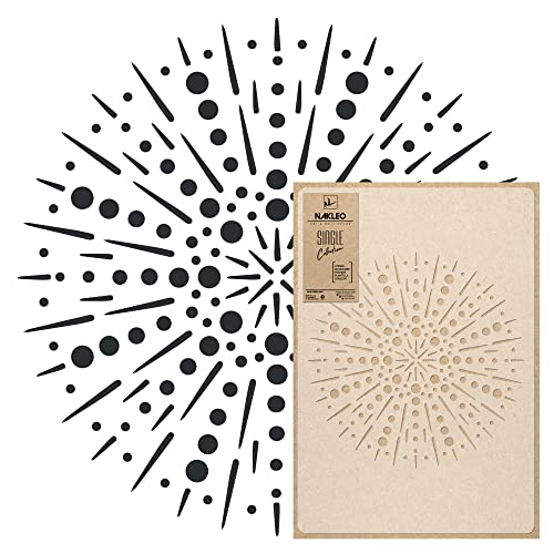 NAKLEO Mandala Große Malschablonen Durchmesser 39 cm - S, Punkt Kreis Feuerwerk Geometrisches Ornament, Wiederverwendbare Kunststoff Wandschablone DIY Handwerk, Holz Möbel Boden Stoff von Nakleo