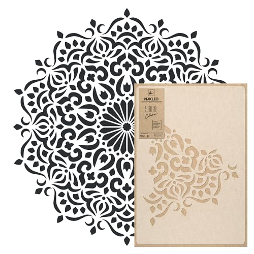 NAKLEO Mandala Große Malschablonen Durchmesser 120 cm - XL, Orientalischer Kreis Geometrisches Ornament, Wiederverwendbare Kunststoff Wandschablone DIY Handwerk, Holz Möbel Boden Stoff von Nakleo