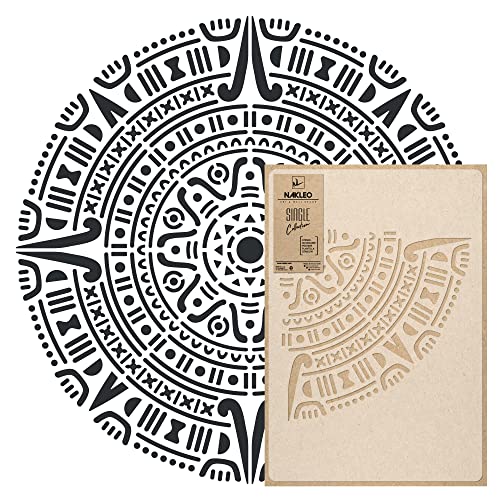 NAKLEO Mandala Große Malschablonen Durchmesser 108 cm - XL, Aztekischer Kreis Geometrisches Ornament, Wiederverwendbare Kunststoff Wandschablone DIY Handwerk, Holz Möbel Boden Stoff von Nakleo