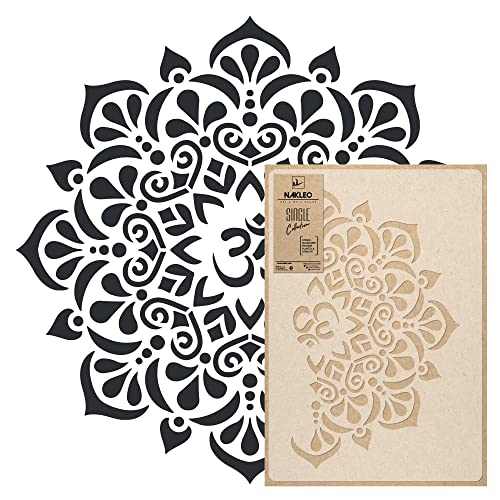 NAKLEO Reusable Plastic Wall Stencil - OM Mandala Hindu Ethnisch - Large Wallpaper Pattern Painting DIY Art Craft Template - Fabric Furniture Wood (59 cm) von Nakleo