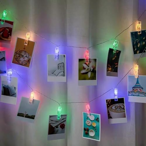 NLINIOZWN LED-Lichterkette mit Sternen, kleine dekorative Lichter für Geburtstag, Schlafzimmer, Dekoration (Clip-Farbe, 6 m, 40 Lichter blinken und Dauerbatterie) von NLINIOZWN