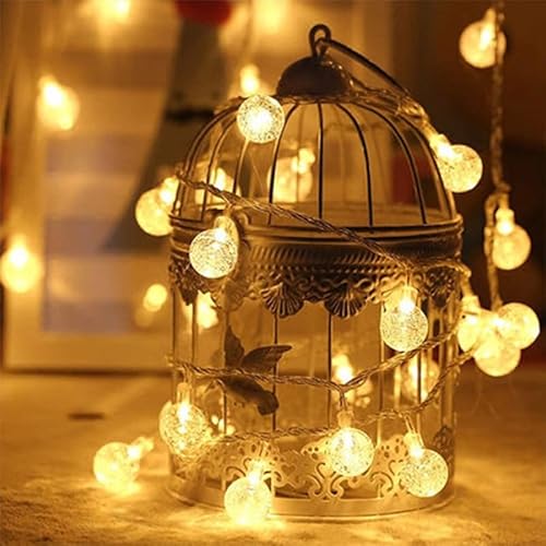 NLINIOZWN LED Star Ambient Light Ball Light Strings Small Decorative Lights for Birthday Bedroom Decoration (Warm Crystal Ball (Warm White),10m 80 Light USB) von NLINIOZWN