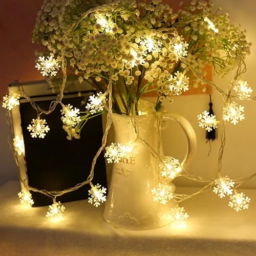 NLINIOZWN LED Stern Ambient Light Ball Light Strings Kleine Dekorative Lichter für Geburtstag Schlafzimmer Dekoration (Schöne Schneeflocke (Warmweiß), 3 m Batterie mit 20 Lichtern) von NLINIOZWN