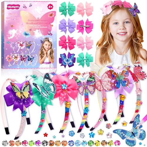 NLMWTI Geschenk Mädchen 6 7 8 9 Jahre, Diamond Painting Kinder, DIY die Blüten Schmetterling Haaraccessoires Herstellen Können, Bastelset Kinder, Geschenk mädchen 6 Jahre von NLMWTI