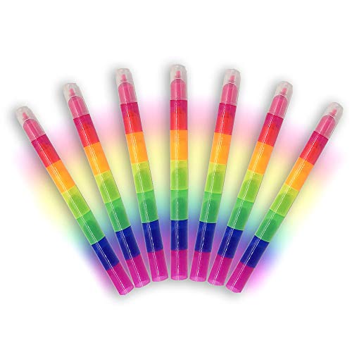 NLR FUN [6 Farben ×7] Stapelbarer Highlighter für Kinder in Regenbogenfarben, verschiedene Neonfarben Fluoreszierende Marker von NLR FUN