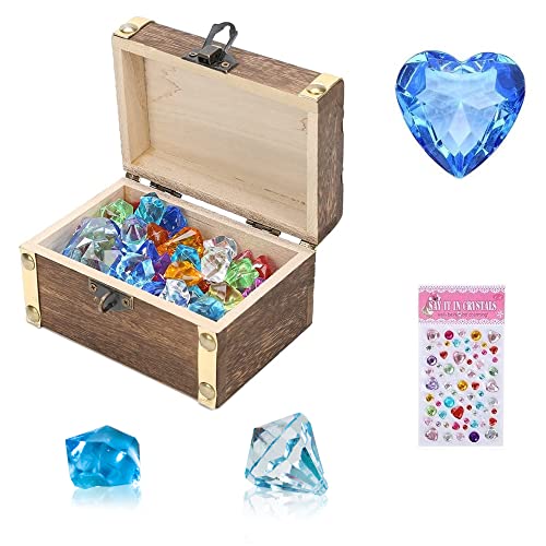 NLR Kinder Diamanten Spielzeug mit antiker Schatztruhe, Acryl-Edelsteine für das Festival | Ostergeschenke | Schatzsuche | Familienspiel | Piratenspiel Edelsteine von NLR FUN