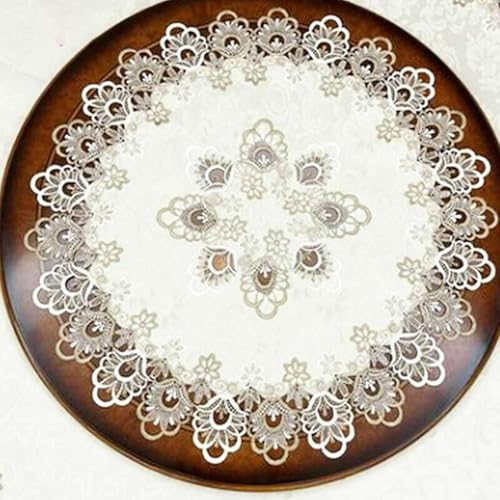 Runde Tischdecke, Blumenmuster Spitze Floral Tischdecke Staubdicht Home Festival Tischdecken Für Esstisch, Couchtisch, Büchertisch, Ablagetisch, Party Hochzeit Tischdecke (X-Large) von NMJHEVX