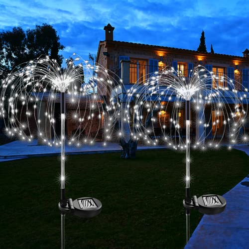 NMM Solar Feuerwerk Lichter, 2 Stück 120 LEDs Kupferdraht Wasserdicht für den Außenbereich Solar-Gartenleuchten, 2 Beleuchtungsmodi Pfahl-Landschaftslicht für Rasen, Hof, Blumenbeet, Weg - Kühles Weiß NMM Solar Feuerwerk Lichter, 2 Stück 120 LEDs Kupferdraht Wasserdicht für den Außenbereich Solar-Gartenleuchten, 2 Beleuchtungsmodi Pfahl-Landschaftslicht für Rasen, Hof, Blumenbeet, Weg - Kühles Weiß von NMM