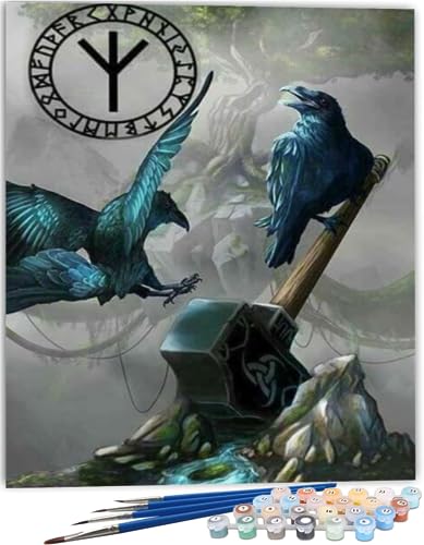 NNALEGS Malen Nach Zahlen Erwachsene Nordische Mythologie Wikinger Odins Raben 40X50CM Mit Rahmen Malen Nach Zahlen Leinwand Kinder Anfänger Set Groß Landschaft Bilder,C14 NNALEGS Malen Nach Zahlen Erwachsene Nordische Mythologie Wikinger Odins Raben 40X50CM Mit Rahmen Malen Nach Zahlen Leinwand Kinder Anfänger Set Groß Landschaft Bilder,C14 von NNALEGS