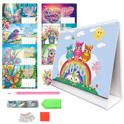 2026 DIY Special Shape Desktop Diamond Standing Calendar, DIY Diamond Art Painting 2026 Desk Calendar, for Home School, or Office (B) von NNBWLMAEE