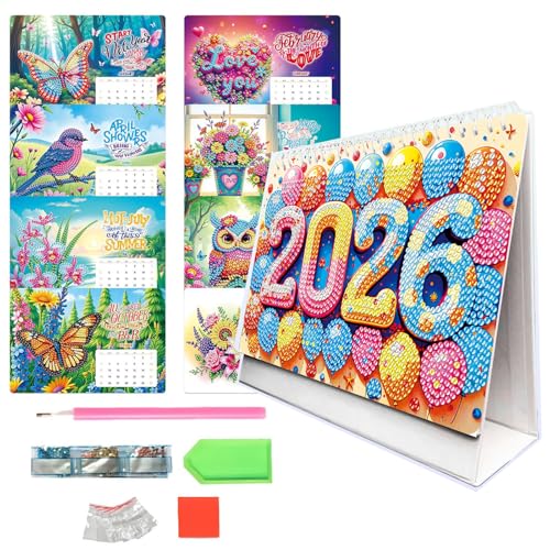 2026 DIY Special Shape Desktop Diamond Standing Calendar, DIY Diamond Art Painting 2026 Desk Calendar, for Home School, or Office (D) von NNBWLMAEE