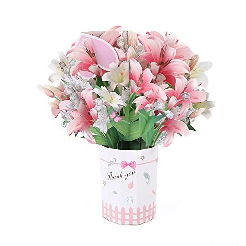 Blumenstrauß Box Karte, Blume Pop Up Blumenstrauß Karte Geburtstag Blumenstrauß Karte 3D Blume Grußkarte für Geburtstag Muttertag Valentinstag Hochzeit, Blumen Klappkarte (Lily) von NOAFUNZO