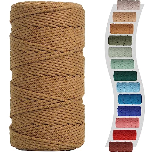 Makramee-Schnur, 3 mm, 200 m, Kaffee-Makramee-Zubehör, Makramee-Garn, farbiges Baumwollseil, farbige Schnur für Heimwerker Makramee-Schnur, 3 mm, 200 m, Kaffee-Makramee-Zubehör, Makramee-Garn, farbiges Baumwollseil, farbige Schnur für Heimwerker von NOANTA