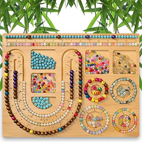 NOAVAOL Perlenbretter für die Schmuckherstellung, Kombi-Bambus-Perlenbrett für Schmuck-Armbandherstellung, Perlen-Tabletts, Schmuck-Design-Matten für Halsketten, Armbänder, DIY-Design von NOAVAOL