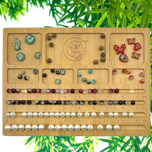 NOAVAOL Perlenbretter zur Schmuckherstellung, Kombi-Bambus-Perlenbrett für Schmuck-Armbandherstellung, Perlenschalen, Schmuckdesign-Matten für Armbänder, DIY-Design, Bambus-Schmuckherstellung, klein von NOAVAOL